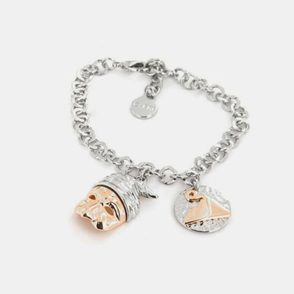 AmoNapoli bracciale con maschera pulcinella e medaglia con vesuvio